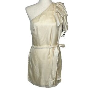 Milly‎ of New York Silk Dress NWT Women's 6 One Shoulder Ruffle